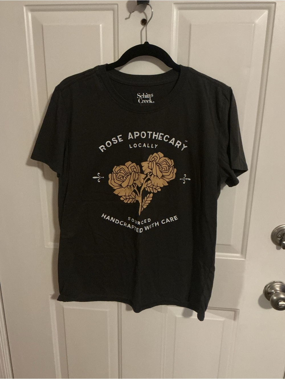 Rose Apothecary Graphic Short-Sleeve Tee - Black with Gold Floral Print